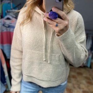 BOUTIQUE Waffle Knit Cropped Hooded Sweater NEW!